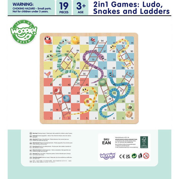 WOOPIE GREEN Gry Planszowe  Logiczne 2w1 Ludo Chińczyk + Uwolnij Zwierzątka