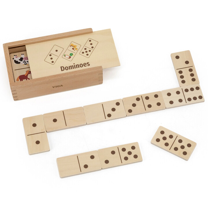 VIGA Wooden Domino 2 in 1 Animals and Numbers