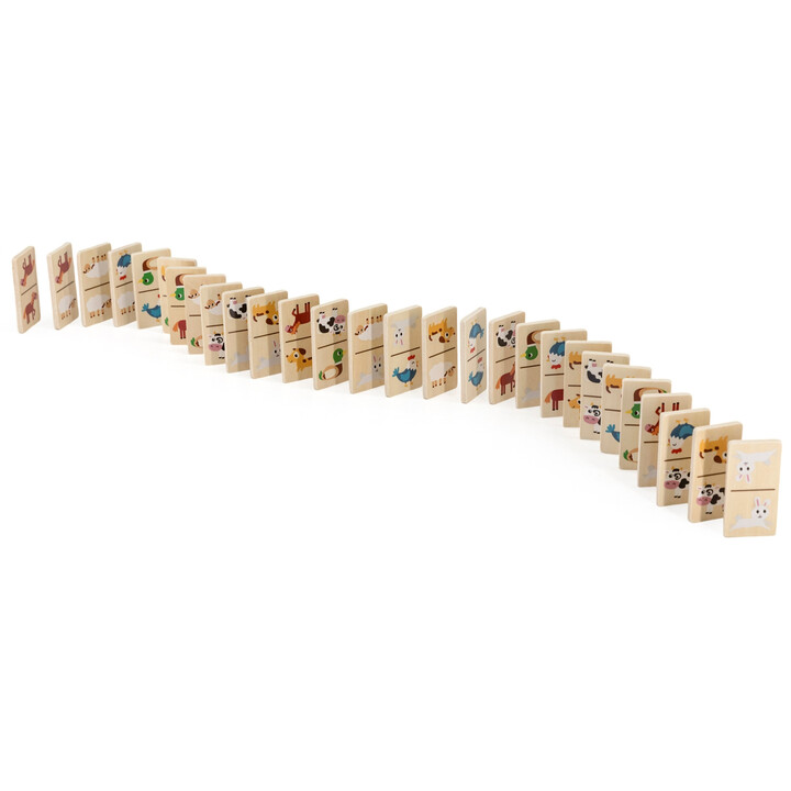 VIGA Wooden Domino 2 in 1 Animals and Numbers