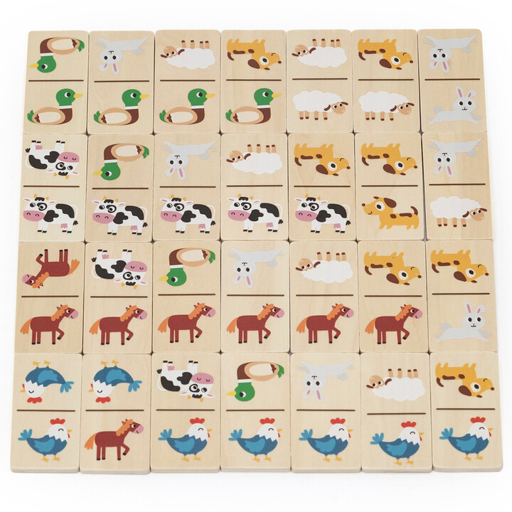 VIGA Wooden Domino 2 in 1 Animals and Numbers