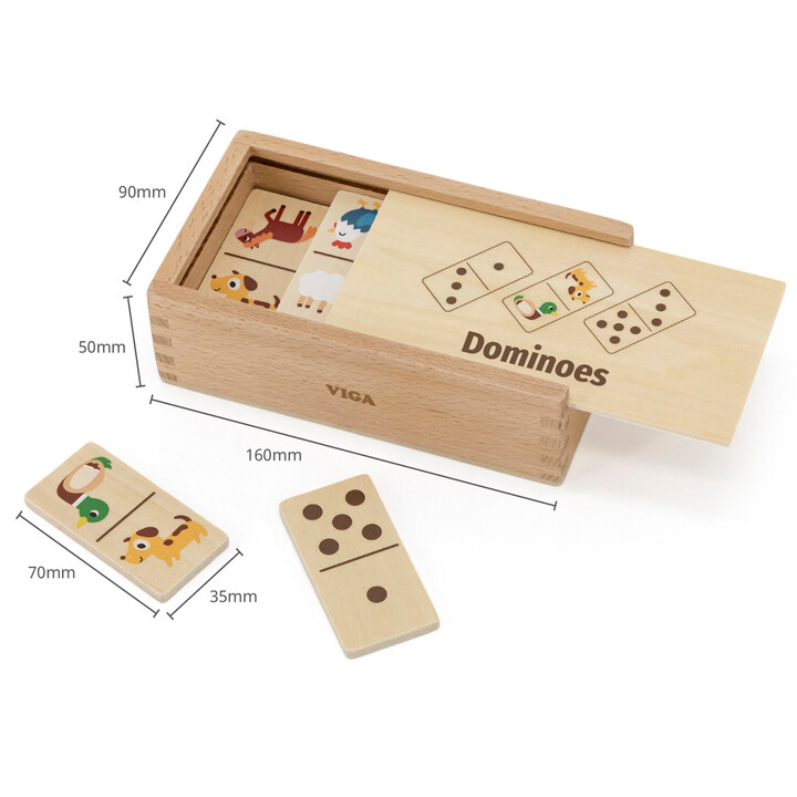 VIGA Wooden Domino 2 in 1 Animals and Numbers