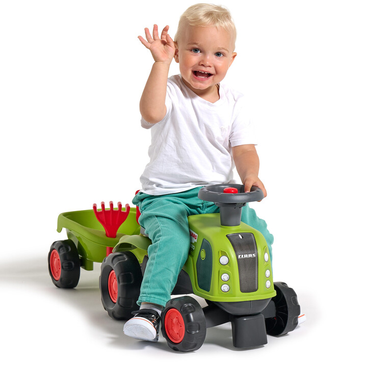 FALK Jeździk Claas 470 Arion Zielony z Przyczepką  + Zestaw do piasku
