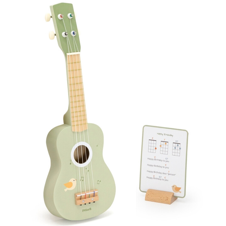 Viga Wooden Ukulele Guitar for Kids Green with Musical Notes