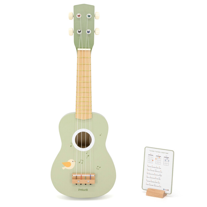 Viga Wooden Ukulele Guitar for Kids Green with Musical Notes
