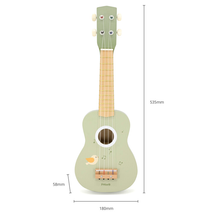 Viga Wooden Ukulele Guitar for Kids Green with Musical Notes