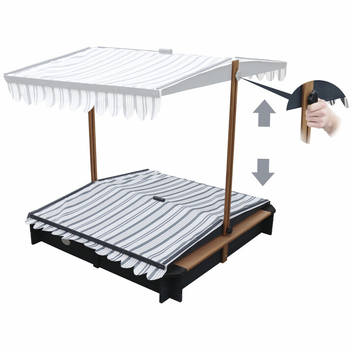AXI Wooden Sandbox with Roof and Benches
