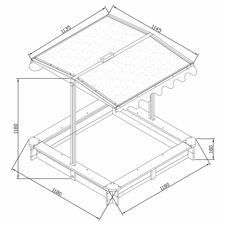 AXI Wooden Sandbox with Roof and Benches