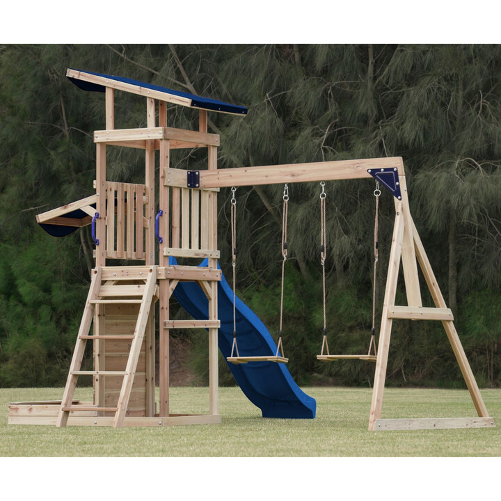 AXI Wooden Large Playground Swings Slide Tower + Sandbox