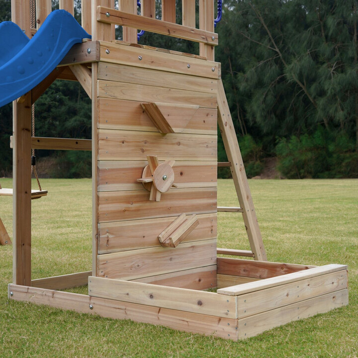AXI Wooden Large Playground Swings Slide Tower + Sandbox