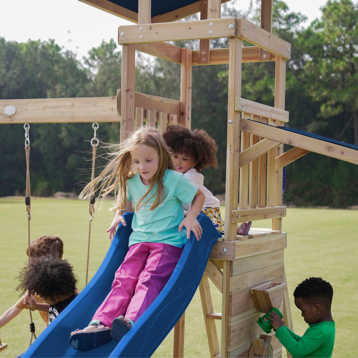 AXI Wooden Large Playground Swings Slide Tower + Sandbox