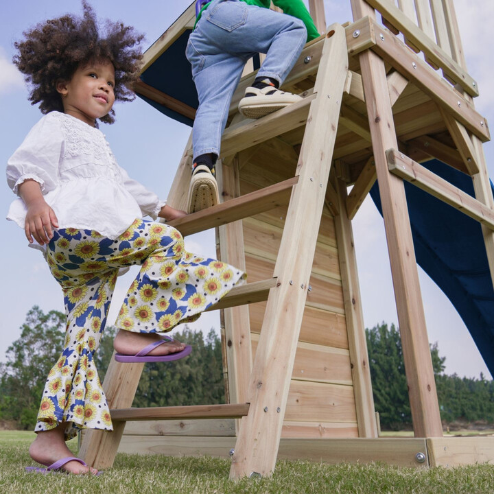AXI Wooden Large Playground Swings Slide Tower + Sandbox
