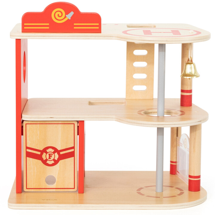 VIGA Wooden Garage Fire Station Set 14 pcs
