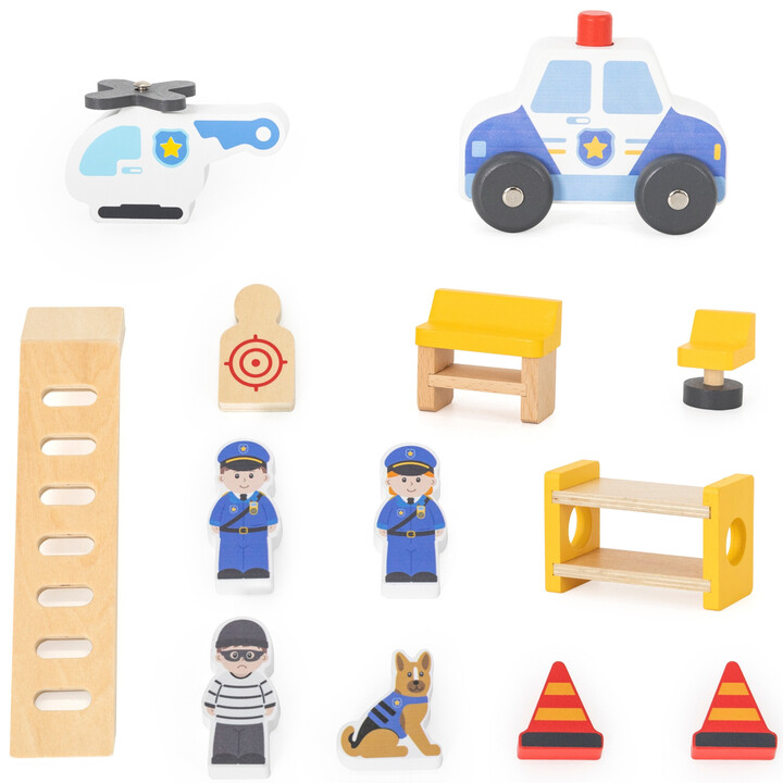 VIGA Drewniany 3 Piętrowy Posterunek Policyjny Zestaw