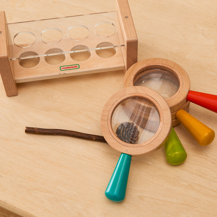 MASTERKIDZ Set of Wooden Magnifying Glasses with Container