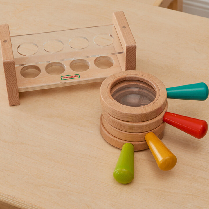 MASTERKIDZ Set of Wooden Magnifying Glasses with Container