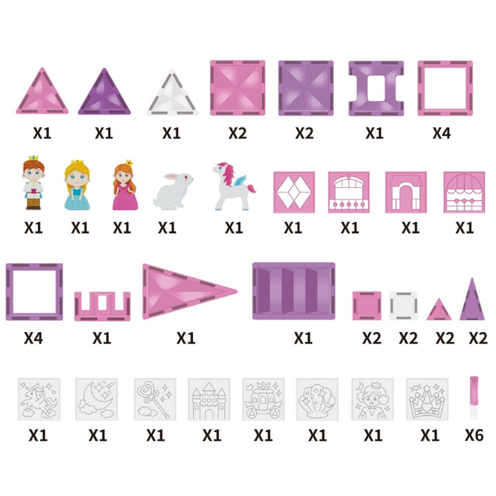 WOOPIE Magnetic Blocks Princess Castle Set 50 pcs.