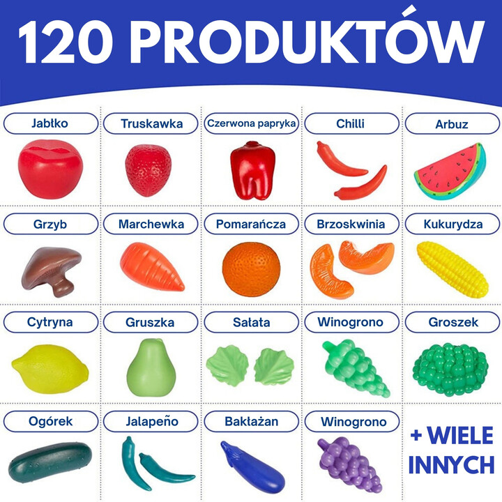 WOOPIE Zestaw do Kuchni Sklepu Warzywa Owoce 120el.
