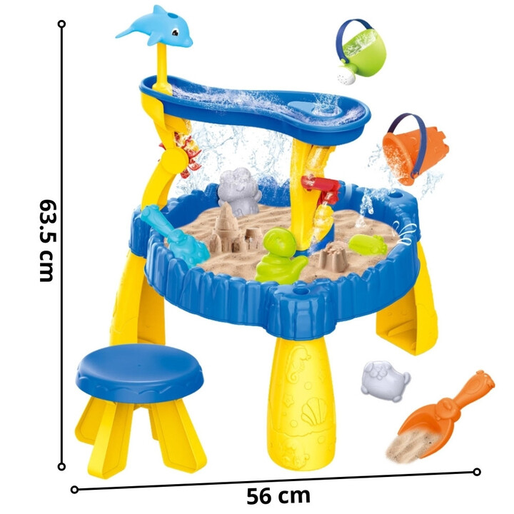 WOOPIE XL Water Table with Chair 2 in 1 Dolphin Sandbox 12 pcs.