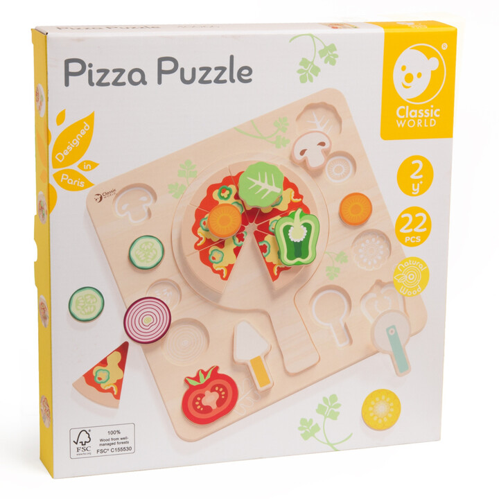CLASSIC WORLD Drewniana Układanka Robienie Pizzy 22 el.