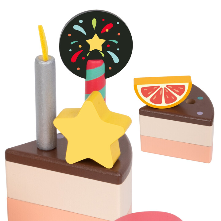 CLASSIC WORLD Wooden birthday CAKE FOR CUTTING 19 pcs.