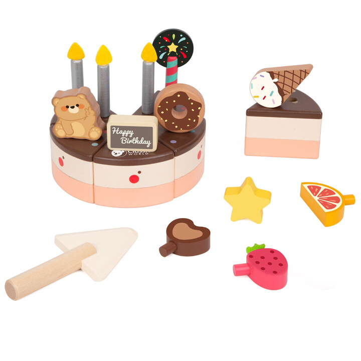 CLASSIC WORLD Wooden birthday CAKE FOR CUTTING 19 pcs.