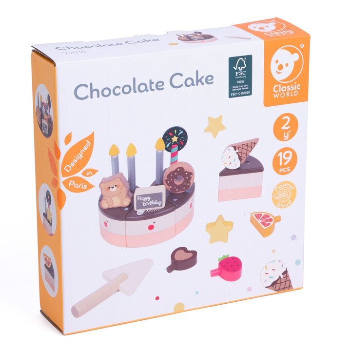 CLASSIC WORLD Wooden birthday CAKE FOR CUTTING 19 pcs.