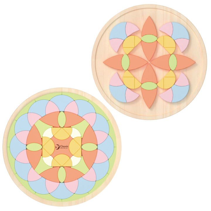 CLASSIC WORLD Drewniane Kolorowe Klocki Mandala Kwiecista Układanka