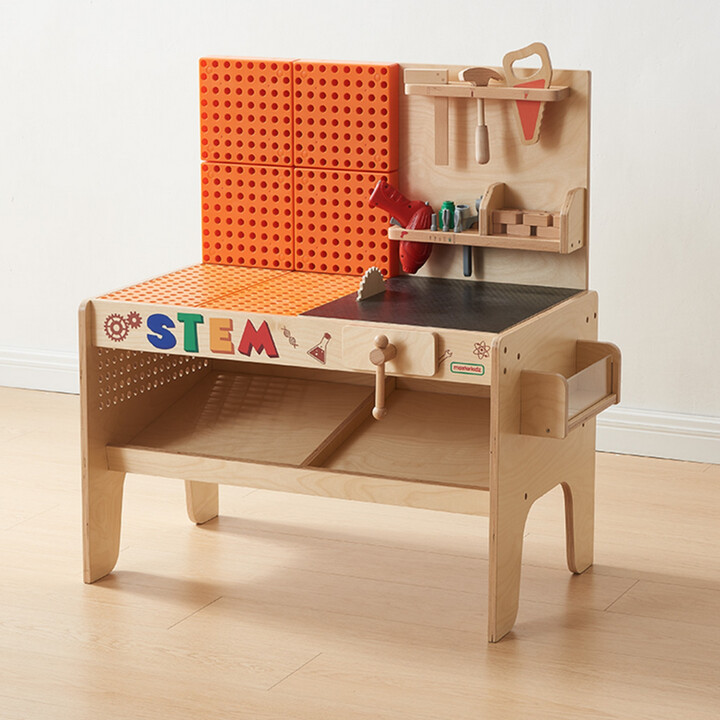 MASTERKIDZ Drewniany Warsztat XXL Montessori STEM z Narzędziami + Akcesoria