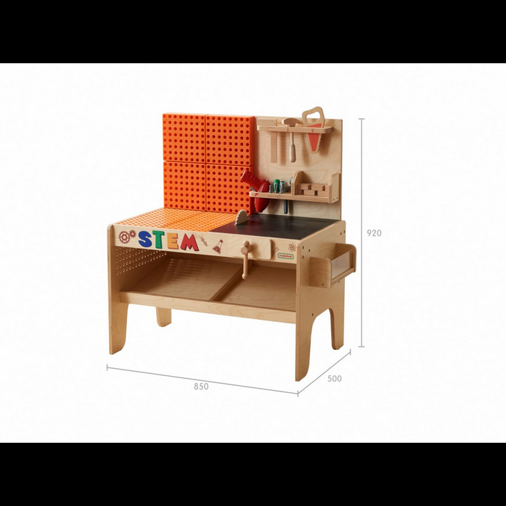 MASTERKIDZ Drewniany Warsztat XXL Montessori STEM z Narzędziami + Akcesoria