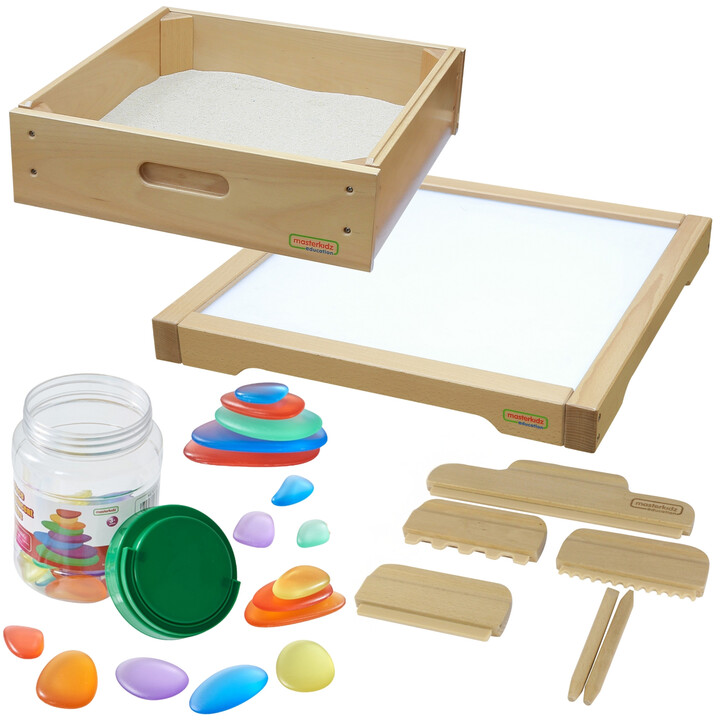 MASTERKIDZ Rama Sensoryczna - Panel LED + Zestaw Akcesoriów Do Zabawy w Piasku