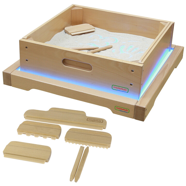 MASTERKIDZ Rama Sensoryczna - Panel LED + Zestaw Akcesoriów Do Zabawy w Piasku