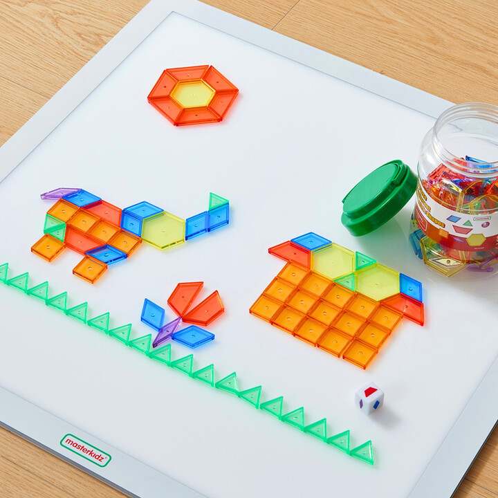 MASTERKIDZ LED Light Panel Changing Colors with Remote Control + Montessori Mosaic Blocks 140 pcs.