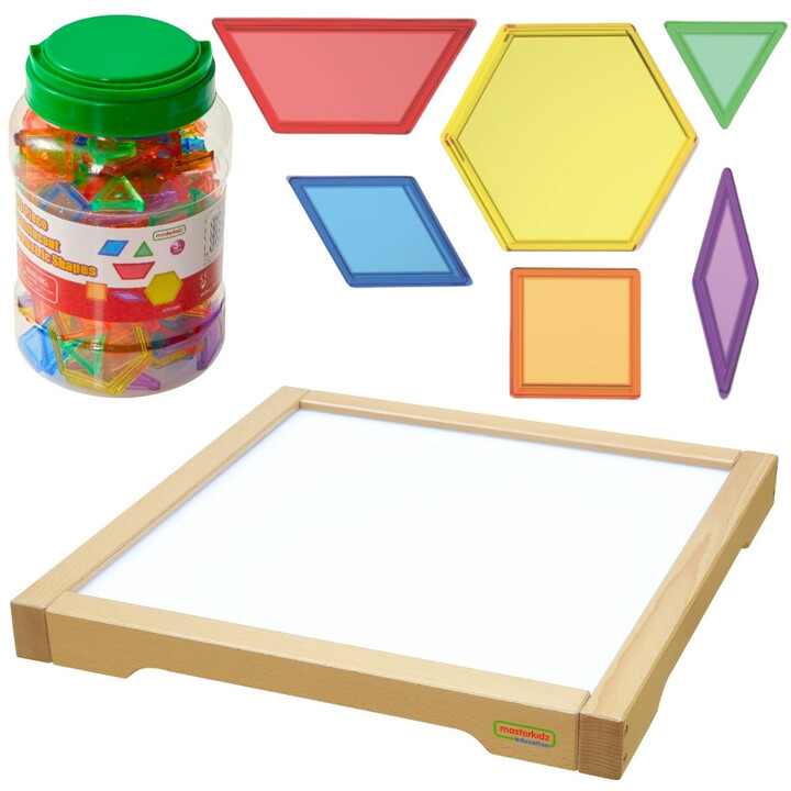 MASTERKIDZ LED Sensory Box Panel + Montessori Mosaic Blocks 140 pcs.