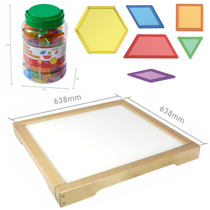 MASTERKIDZ LED Sensory Box Panel + Montessori Mosaic Blocks 140 pcs.