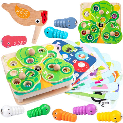 TOOKY TOY 2-in-1 Wooden Arcade Game Pull the Bugs for Kids
