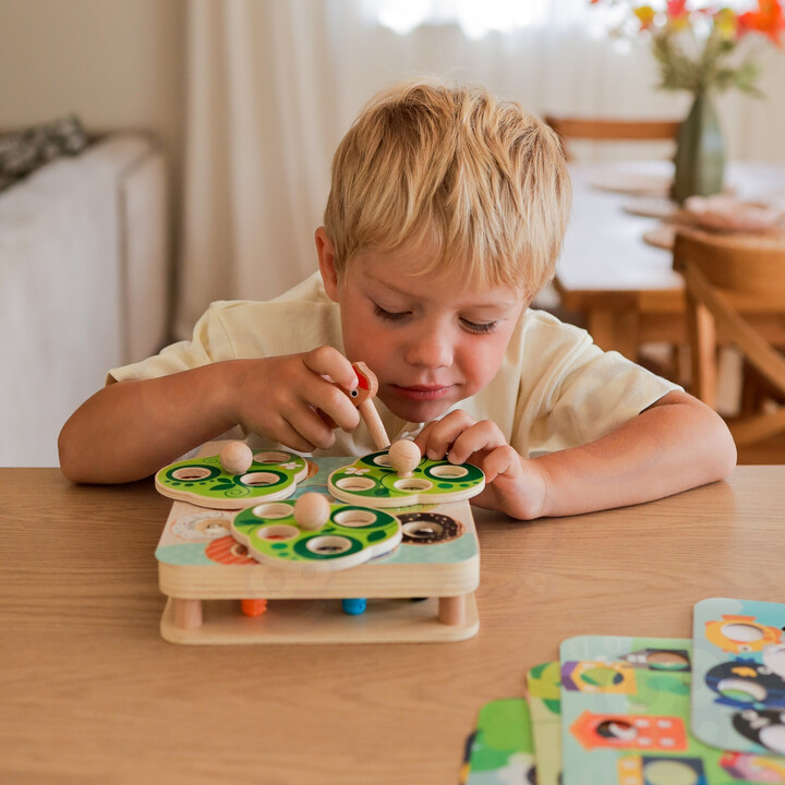 TOOKY TOY 2-in-1 Wooden Arcade Game Pull the Bugs for Kids
