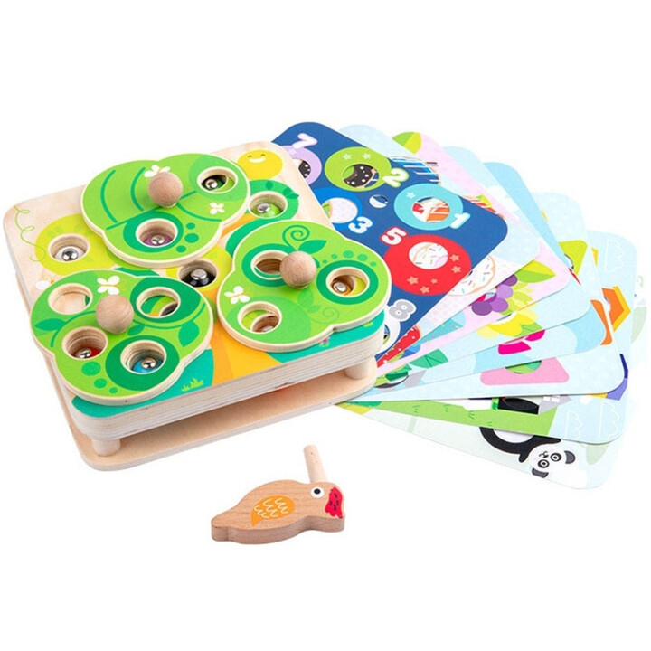 TOOKY TOY 2-in-1 Wooden Arcade Game Pull the Bugs for Kids