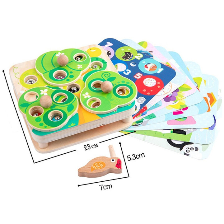 TOOKY TOY 2-in-1 Wooden Arcade Game Pull the Bugs for Kids