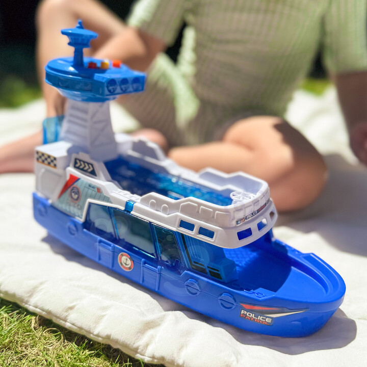 WOOPIE Interactive Police Patrol Boat - Scale 1:16 + 3 cars