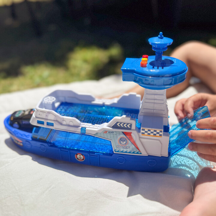WOOPIE Interactive Police Patrol Boat - Scale 1:16 + 3 cars