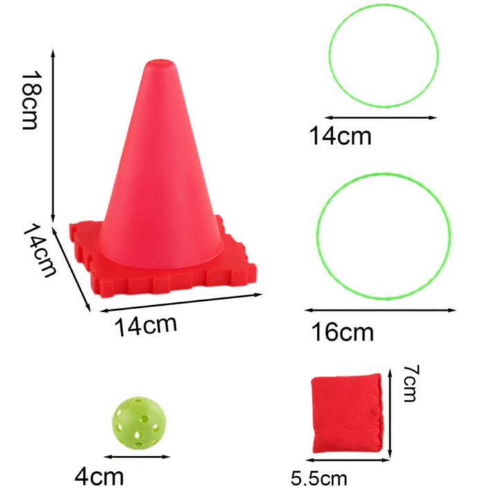 WOOPIE Garden Game Set 3 in 1 Throw at the Target Cones Hoops Bags 30 pcs.