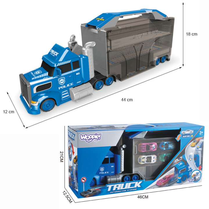 WOOPIE Police Truck 2in1 Transporter Car Track