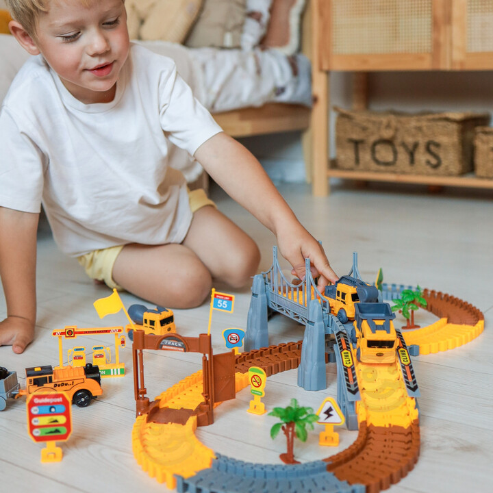 WOOPIE XXL Car Track Electric Train Construction Site 174 pcs.