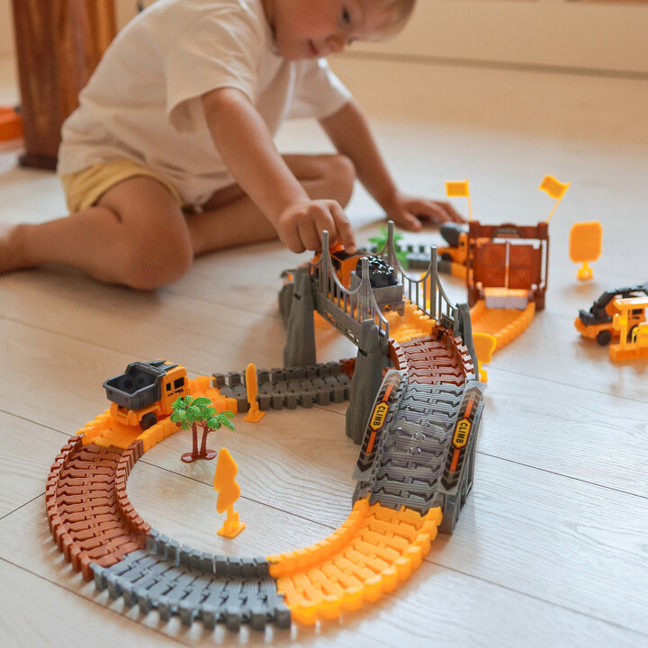WOOPIE XXL Car Track Electric Train Construction Site 174 pcs.