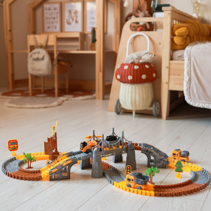 WOOPIE XXL Car Track Electric Train Construction Site 174 pcs.