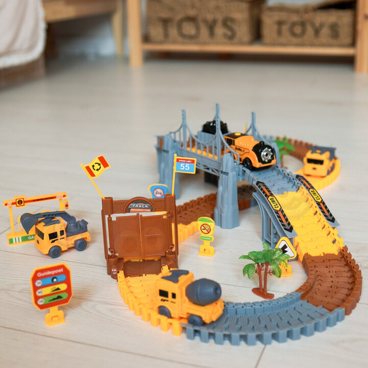 WOOPIE XXL Car Track Electric Train Construction Site 174 pcs.