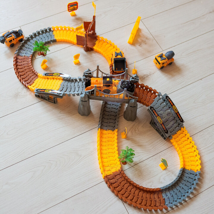 WOOPIE XXL Car Track Electric Train Construction Site 174 pcs.