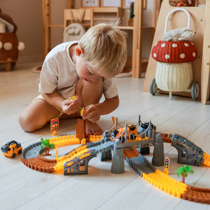 WOOPIE XXL Car Track Electric Train Construction Site 174 pcs.