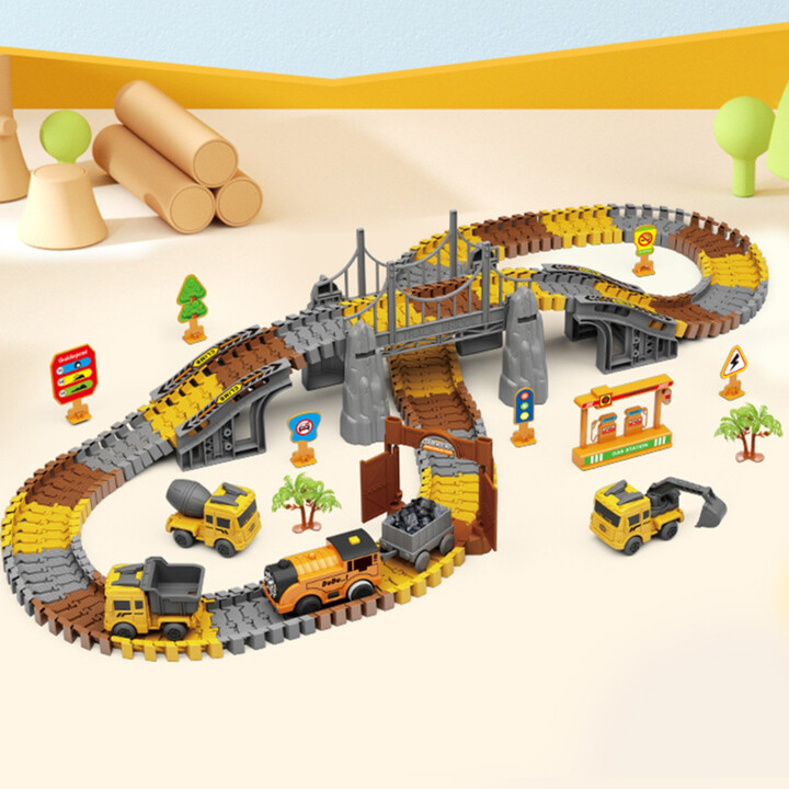 WOOPIE XXL Car Track Electric Train Construction Site 174 pcs.