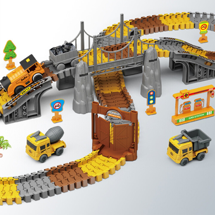 WOOPIE XXL Car Track Electric Train Construction Site 174 pcs.